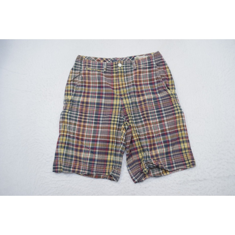 Polo Ralph‎ Lauren Madras Plaid Chino Shorts Flat Front Mens Size 30 x 10"